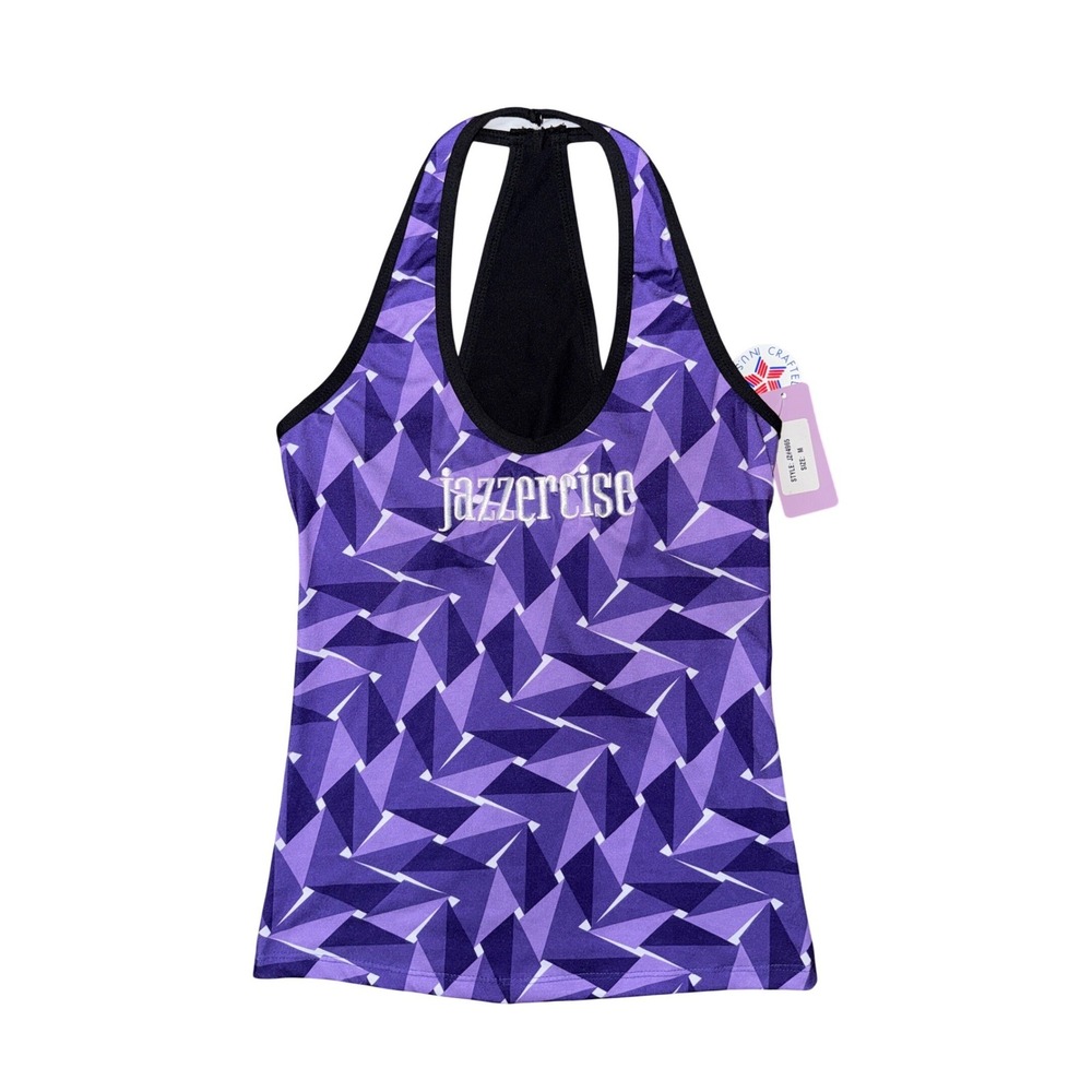 Vintage Jazzercise Purple Racerback Tank Top Deadstock Athleisure Retro Dance